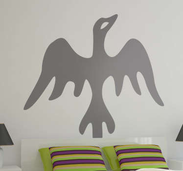 Deze muursticker omtrent een oud ontwerp van een eenvoudig ontworpen vogel. Verkrijgbaar in verschillende kleuren en maten. Ook voor ramen en auto's.