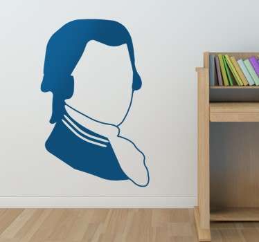 Dekoratives Wandtattoo von der Silhouette von dem weltbekannten Komponisten aus Österreich, Mozart.