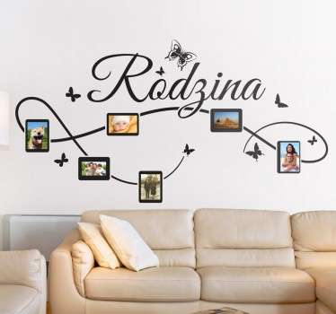 Naklejka na ścianę do salonu rodzina ze zdjęciami - TenStickers