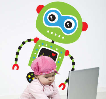 Green Robot Kids Sticker - TenStickers