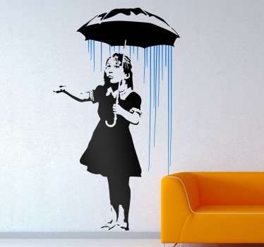 Banksy Girl in the Rain Wall Art Sticker - TenStickers