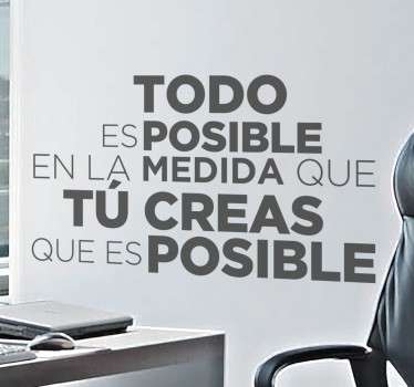 Vinilo texto motivacional todo es posible - TenVinilo