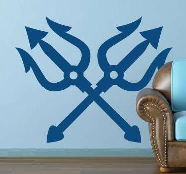 Neptune Crossed Tridents Sticker - TenStickers