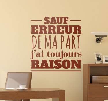 Sticker texte sauf erreur de ma part - TenStickers