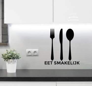 Eet smakelijk muursticker keuken - TenStickers