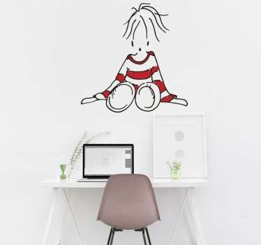 Girl in Striped Jumper Wall Sticker - TenStickers