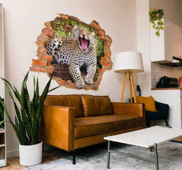Cheetah hole wall wild animal decal - TenStickers