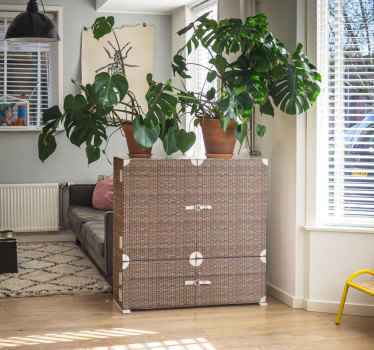 Sticker meuble imitation cannage bois foncé - TenStickers