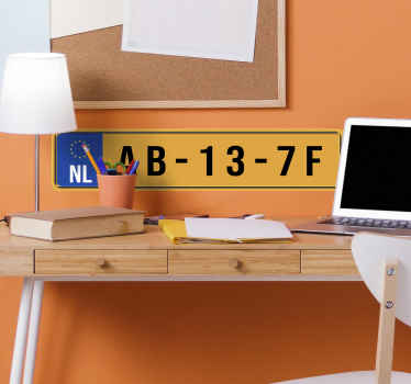 Gepersonaliseerde nummer plaat muursticker - TenStickers