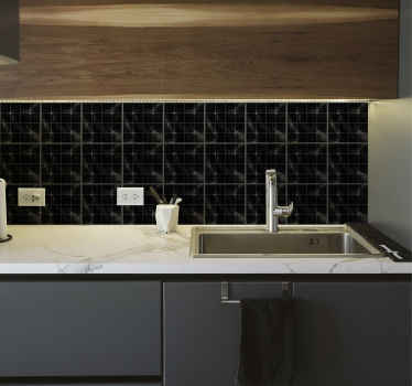 Zwarte tegels bistro vintage sticker - TenStickers