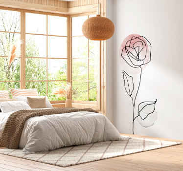 Vinilo flor estética arte lineal - TenVinilo