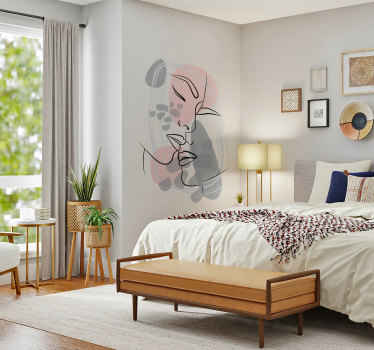 Vinilo decorativo arte caras estilo lineal - TenVinilo