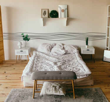 Vinilo pared dormitorio trazo cenefa lineal - TenVinilo