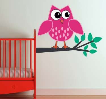 Pink Owl Kids Sticker - TenStickers