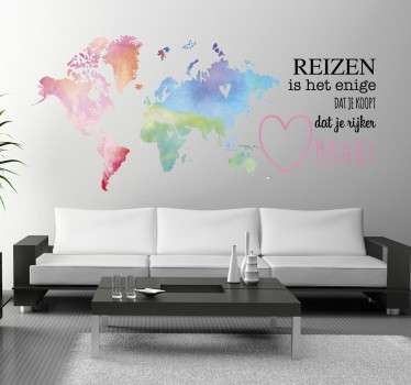 Muursticker woonkamer met reizen - TenStickers