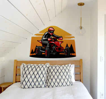 Vinilo deporte quad rojo atardecer - TenVinilo