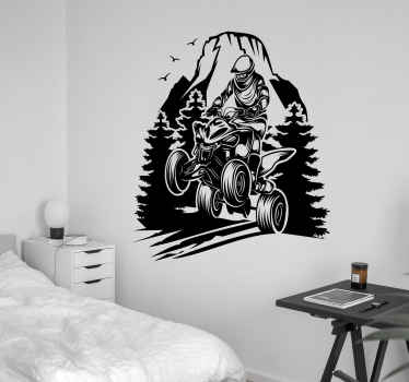 Vinilo habitación juvenil quad paisaje montaña - TenVinilo