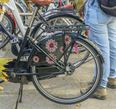 Fiets sticker roze dahlia bloemen - TenStickers