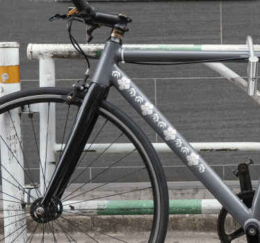 Fiets sticker met bloemen streep - TenStickers