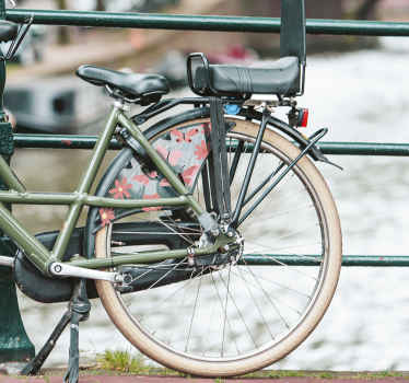 Fiets sticker met lente bloemen en vlinders - TenStickers