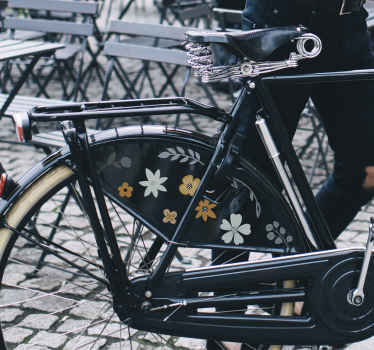 Fiets sticker met veelkleurige bloemen set - TenStickers