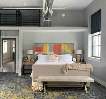 Bett Wandtattoo Geometrie mit Holz - TenStickers