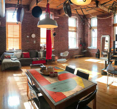 Möbelaufkleber Geometrie mit Holz - TenStickers