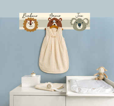 Sticker mural porte-manteau animaux boho - TenStickers