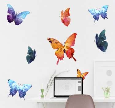 Set of colorful butterfly wall sticker - TenStickers
