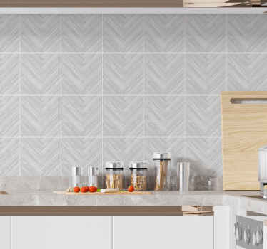 White wood herringbone tile transfer - TenStickers