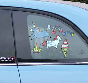 Eenhoorn Stickerset autostickers - TenStickers