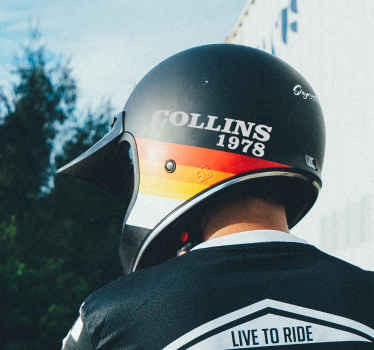 Name date text motorbike helmet text sticker - TenStickers