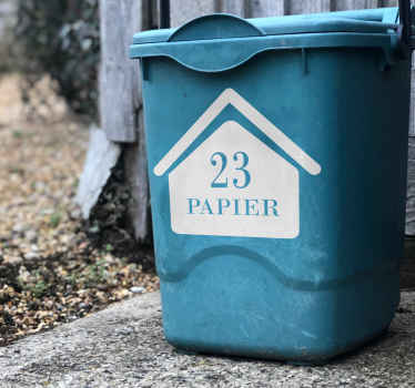 Prullenbak Met Huisnummer Containersticker - TenStickers