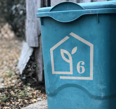 Huisnummer container sticker - TenStickers