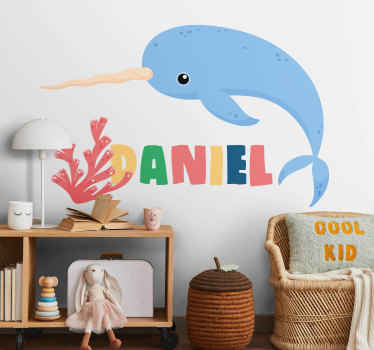 Personalised narwhale fish sticker - TenStickers