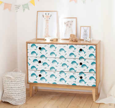 Narwhal pattern fish sticker - TenStickers