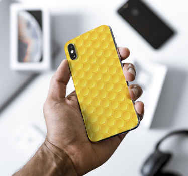 Pegatina iPhone hexagonos amarillos 3D - TenVinilo