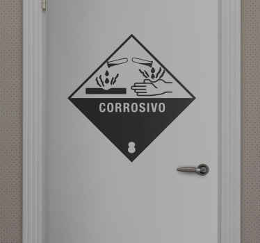 Señalética adhesiva Señal Corrosivo - TenVinilo