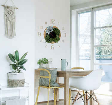 Sticker Horloge rustique avec motif jardin - TenStickers