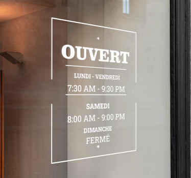 Sticker vitrine horaires d'ouverture - TenStickers