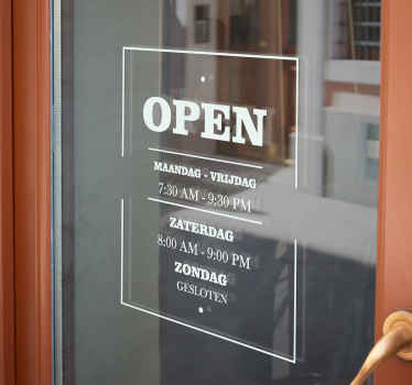 openingstijden sticker Etalage stickers - TenStickers