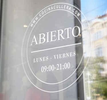 Vinilo escaparate Horario de apertura del circulo - TenVinilo