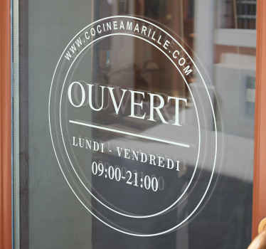 Sticker vitrine horaires d'ouvertures cercle - TenStickers