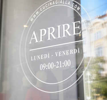 Adesivo per vetri con orari di apertura - TenStickers