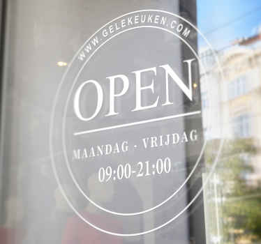 Openingstijden cirkel etalage sticker - TenStickers