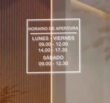 Vinilo escaparate horario de la tienda - TenVinilo