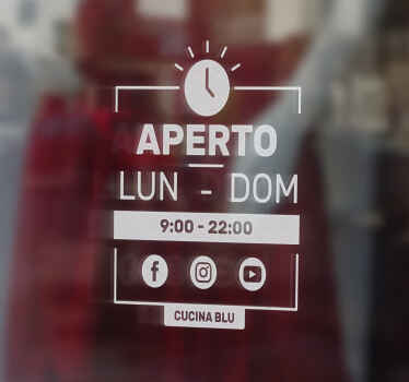 Adesivo per vetri con orari e social - TenStickers