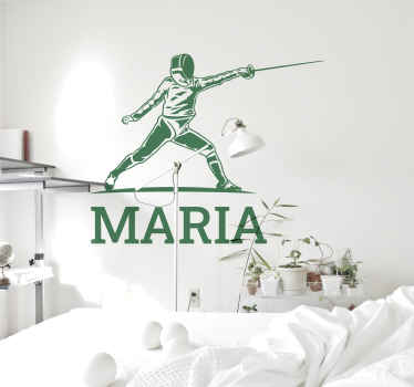 Sticker chambre ado escrime avec prénom personnalisé - TenStickers