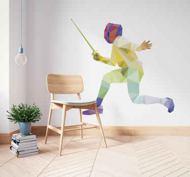 Vinilo decorativo deportista esgrima geométrico - TenVinilo