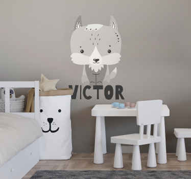 Persoonlijke naamsticker coyote cartoon - TenStickers